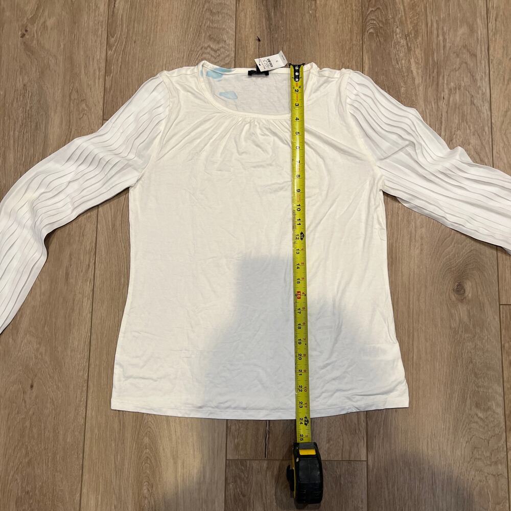 TALBOTS Women's Pleated Sleeve Crewneck Top Size S In White - Picture 10 of 13
